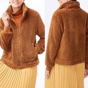 J. Crew Women's Rust‎ Orange Full Zip Funnelneck Sherpa Teddy Swifty Jacket S